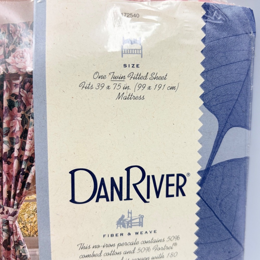 Vintage Dan River American Beauty Twin Fitted Sheet Floral 180TC Made in USA NOS - Picture 4 of 6
